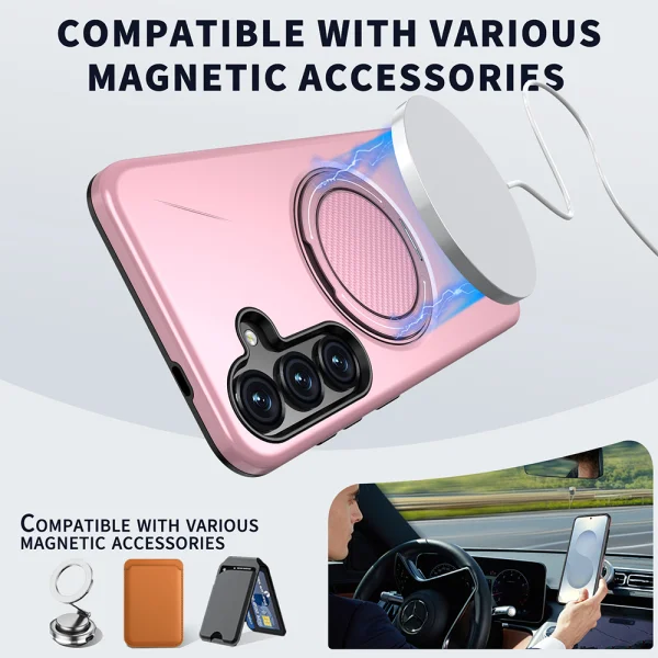 Shockproof case Kickstand Magnetic for Samsung Galaxy S25 FE, pink 2