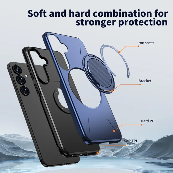 Удароустойчив калъф Kickstand Magnetic за Samsung Galaxy S25 FE, син 3