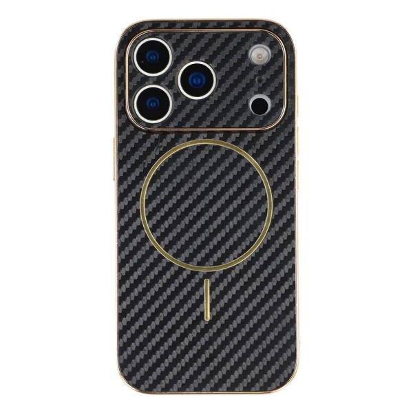 Калъф Carbon Fiber Textured Electroplated TPU за Iphone 18 Pro, черен 1