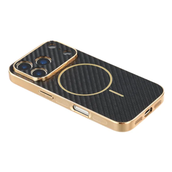 Калъф Carbon Fiber Textured Electroplated TPU за Iphone 18 Pro, черен 4