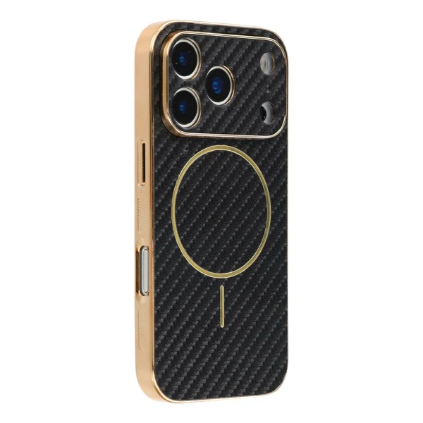 Калъф Carbon Fiber Textured Electroplated TPU за Iphone 18 Pro, черен 2