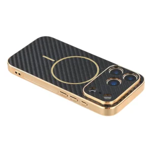 Калъф Carbon Fiber Textured Electroplated TPU за Iphone 18 Pro, черен 5