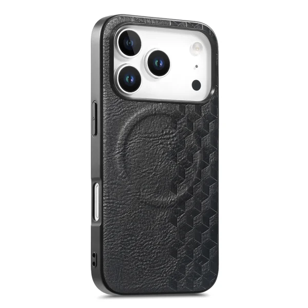 Калъф MagSF Grid Pattern PU Leather + PC за Iphone 18 Pro, черен 1