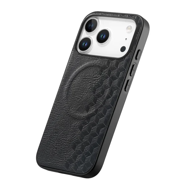 Калъф MagSF Grid Pattern PU Leather + PC за Iphone 18 Pro, черен 2