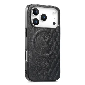 Калъф MagSF Grid Pattern PU Leather + PC за Iphone 18 Pro, черен