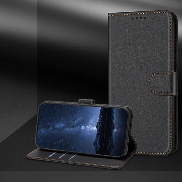 Wallet Stand Solid Color flip case for Samsung Galaxy A07, black 4