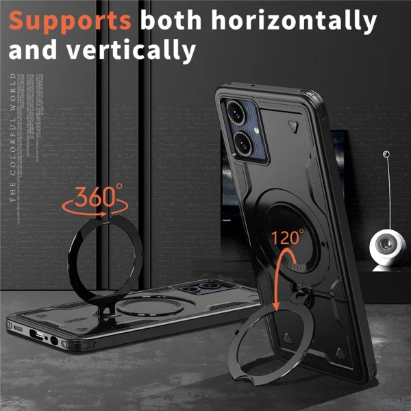 Удароустойчив калъф Magnetic Kickstand за Samsung Galaxy А07, черен 4