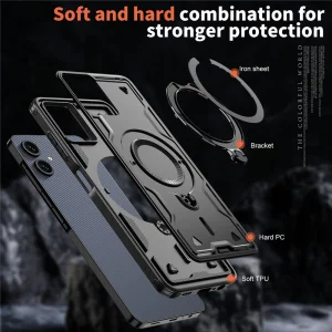 Удароустойчив калъф Magnetic Kickstand за Samsung Galaxy А07, черен 5