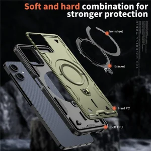 Удароустойчив калъф Magnetic Kickstand за Samsung Galaxy А07, зелен 4