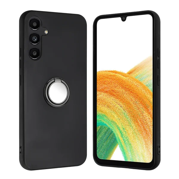 Matte Ring Kickstand Silicone Case for Samsung Galaxy A27, black 2
