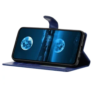 Wallet Stand Leather Handy Strap case for Samsung Galaxy A27, blue 4
