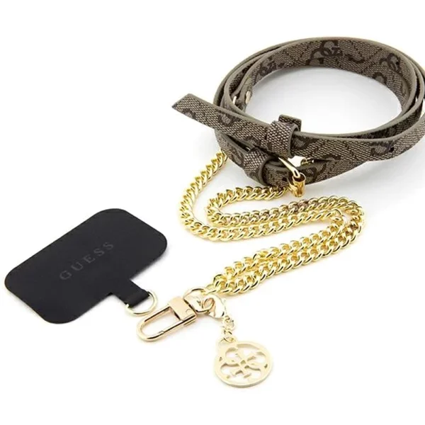 Универсална връзка за телефон Guess Crossbody Strap PU 4G Chain with Charm, кафява-златна 1