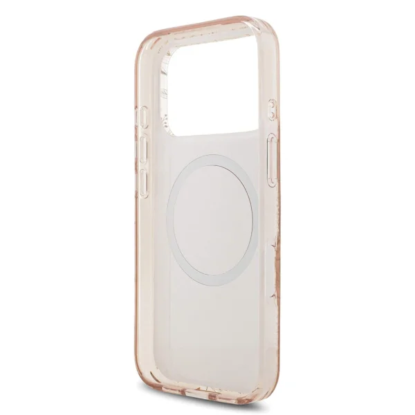 Калъф Guess IML Flowers Allover Strap MagSafe Case за iPhone 18 Pro, розов 5