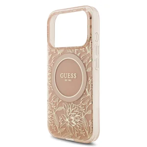 Калъф Guess IML Flowers Allover Strap MagSafe Case за iPhone 18 Pro, розов 4