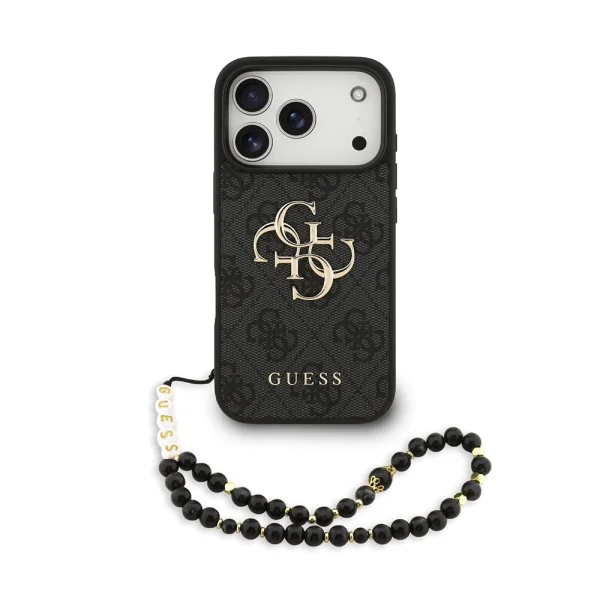 Guess PU 4G Metal Logo Strap Case for iPhone 18 Pro, black 1