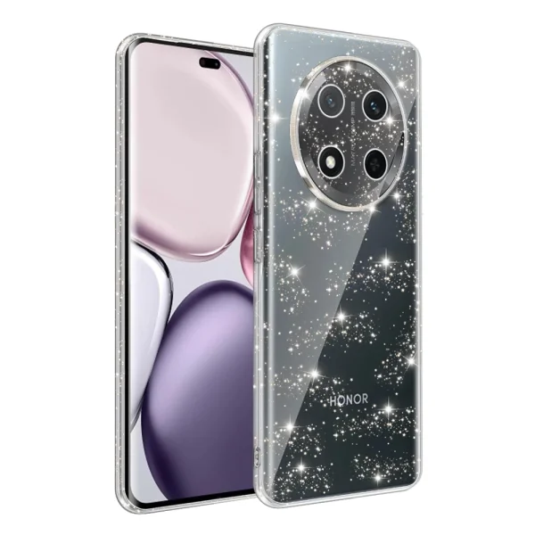 Techsuit SparkleSkin Case for Honor Magic7 Lite, Transparent-Glitter 1