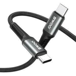 USB кабел BWOO Braided Cable USB-C, 3m, 60W, черен