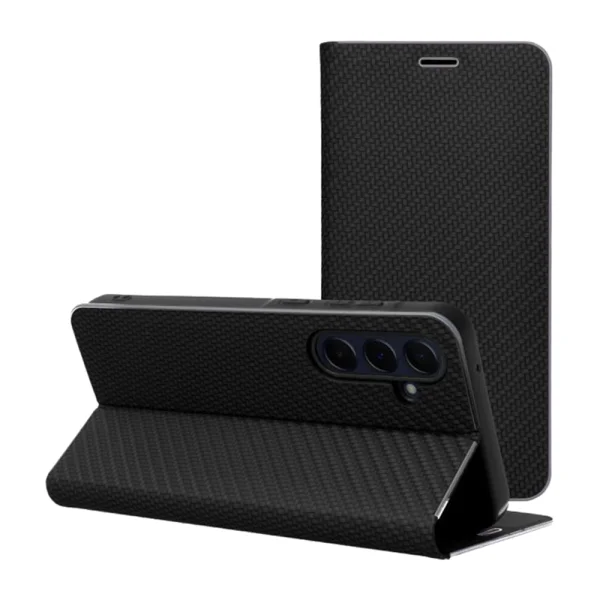 Калъф Тефтер Carbon LUNA за Samsung Galaxy A34 5G, черен 2