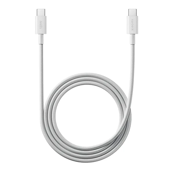 Кабел Xiaomi USB-C to USB-C, 6A, Braided, бял 1