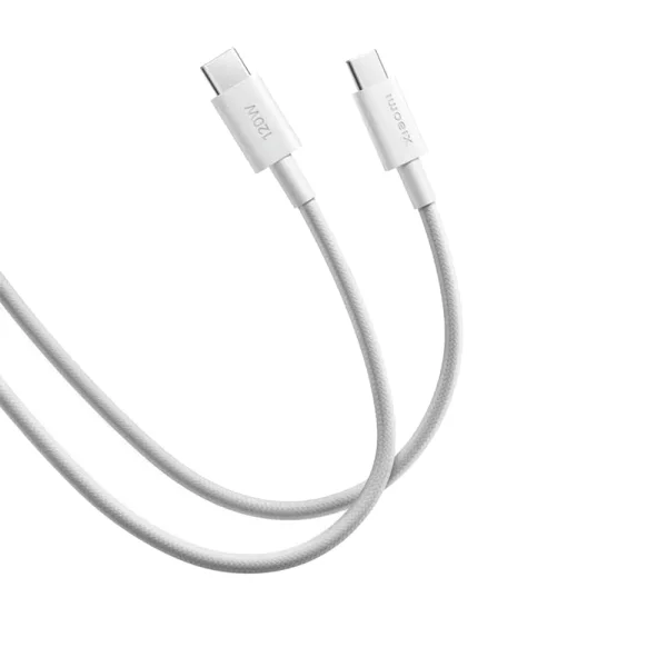 Кабел Xiaomi USB-C to USB-C, 6A, Braided, бял 2