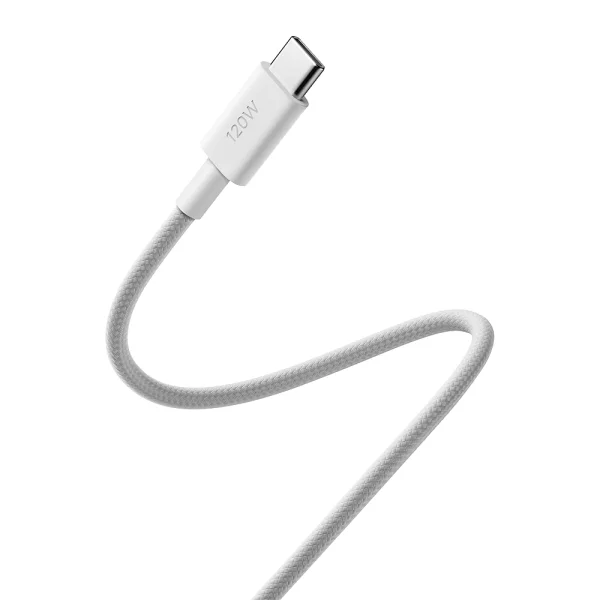 Кабел Xiaomi USB-C to USB-C, 6A, Braided, бял 3
