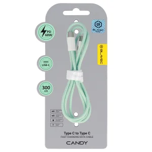 USB Кабел Blavec Candy, Type-C, PD, 60W, 3A, 3m, Apple CarPlay/Android Auto (CCA-CC3GN30), зелен 4