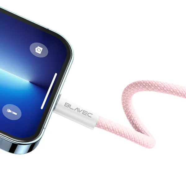 USB Cable Blavec Candy, Type-C, PD, 60W, 3A, 3m, Apple CarPlay/Android Auto (CCA-CC3P30), pink 2