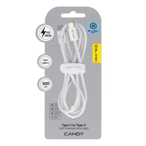 USB Cable Blavec Candy Type-C, PD, 60W, 3A, 3m, Apple CarPlay/Android Auto (CCA-CC3W30), white 4