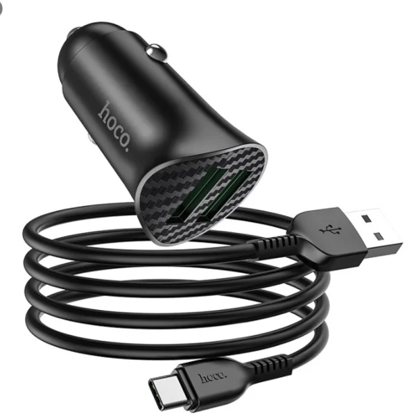 HOCO Z39 Car Charger, 18W, 2x USB QC3.0, with micro USB cable, Black 2