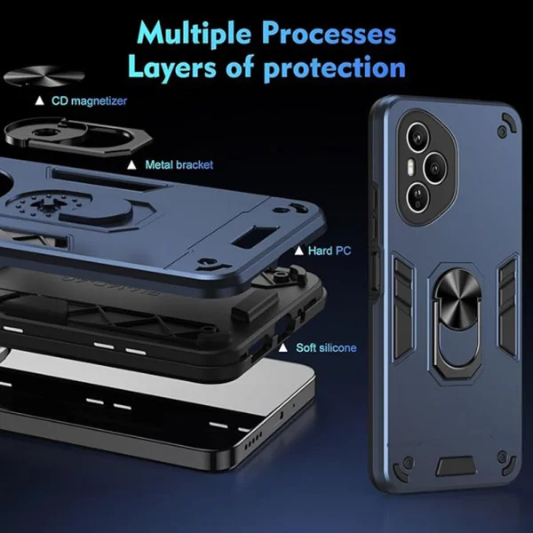 Shockproof back cover Ring Holder Kickstand for Honor 400 Pro, blue 5