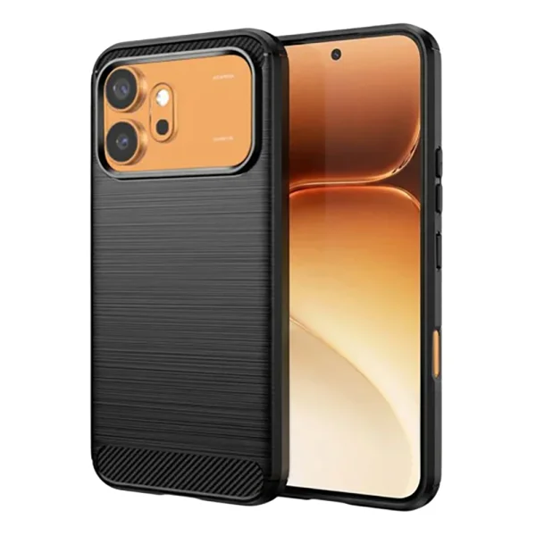 Silicone case Carbon Fibre Brushed for Honor 600 / 600 Pro, black 1