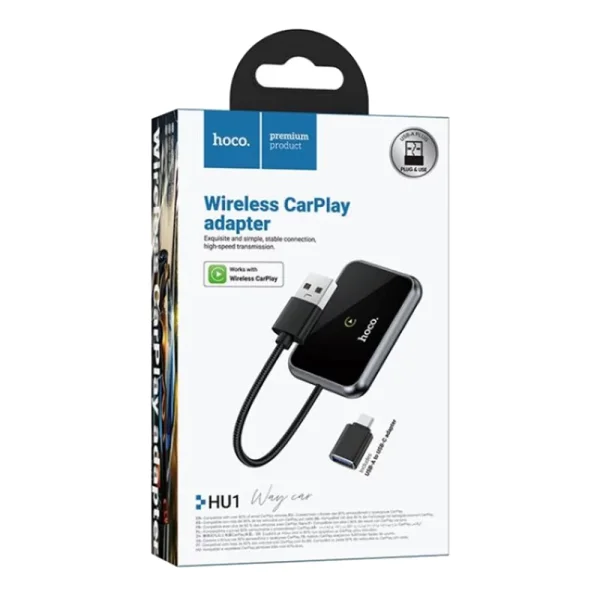 Wireless CarPlay adapter Hoco, USB A / USB C, HU1, black 5