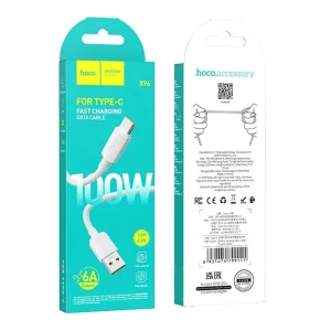 Кабел Hoco X96, USB-A към USB-C, PD, 6A, 100W, 1m, бял 4