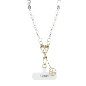 Универсална връзка за телефон Guess Crossbody Popruh Pearl and 4G Charm, бял 3
