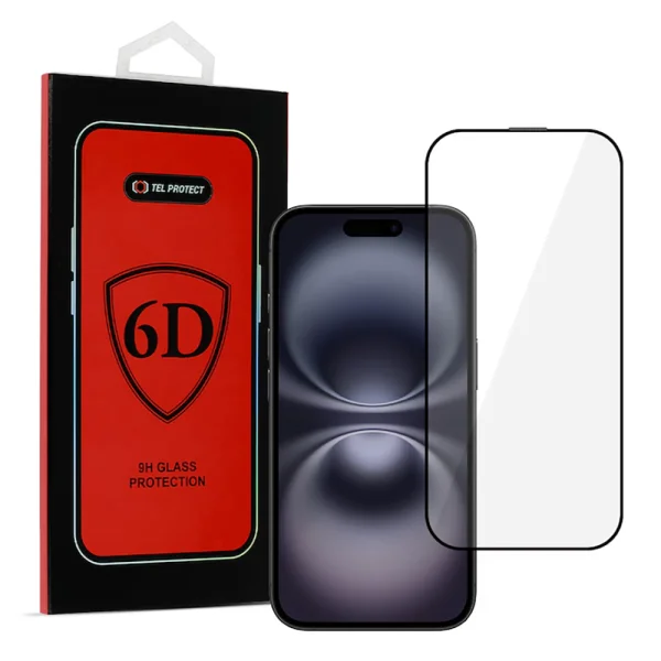 Glass Screen Protector 6D Full Glue Iphone 16 Pro, black 3
