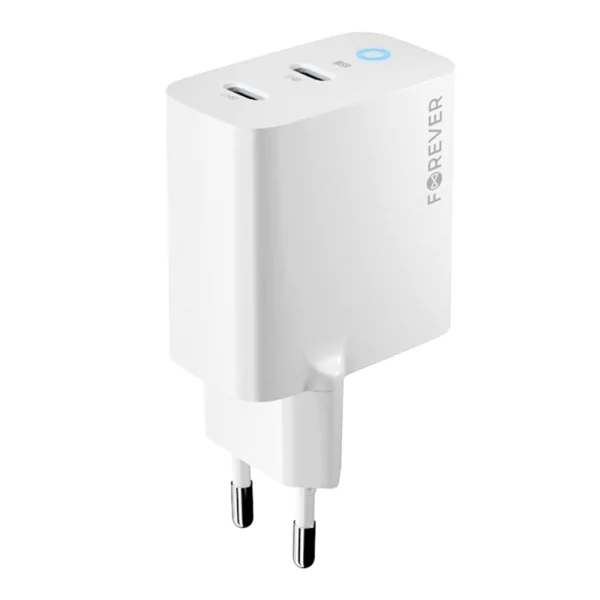 220V Charger Forever GaN TC-06-65CC, QC, 2xUSB-C, 65w, white 2