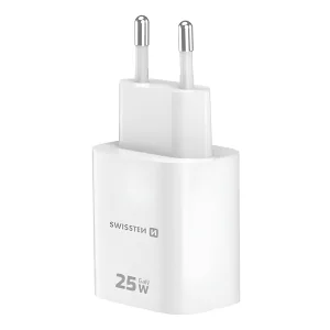 Зарядно Swissten EDGE, GaN, 1xUSB-C, PD, 25W + 1xUSB-A, 18W, QC, бял 3