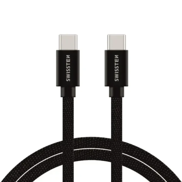 USB Cable Swissten Textile, USB-C / USB-C, 0.2 M, black 1