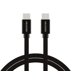 USB Кабел Swissten Textile, USB-C / USB-C, 0.2 M, черен