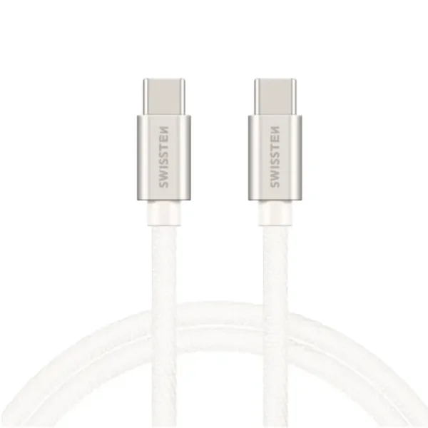 USB Кабел Swissten Textile, USB-C / USB-C, 0.2 M, сребърен 1
