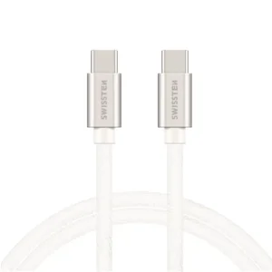USB Кабел Swissten Textile, USB-C / USB-C, 0.2 M, сребърен