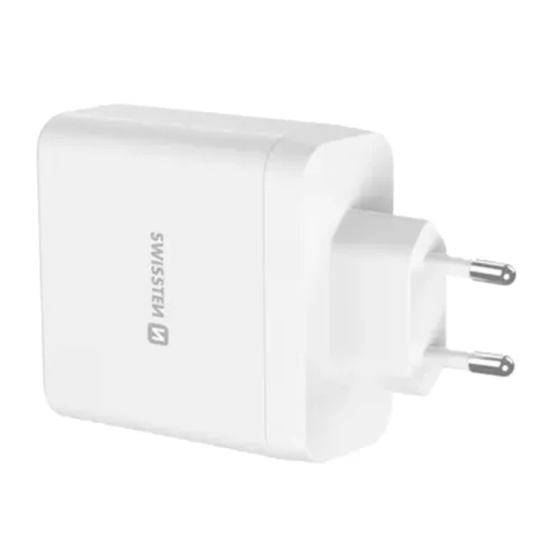 Зарядно Swissten Core, GaN, 2xUSB-C, PD, 100W + 1xUSB-C, PD, 20W + 1x USB-A, QC, 30W, QC, бял 2