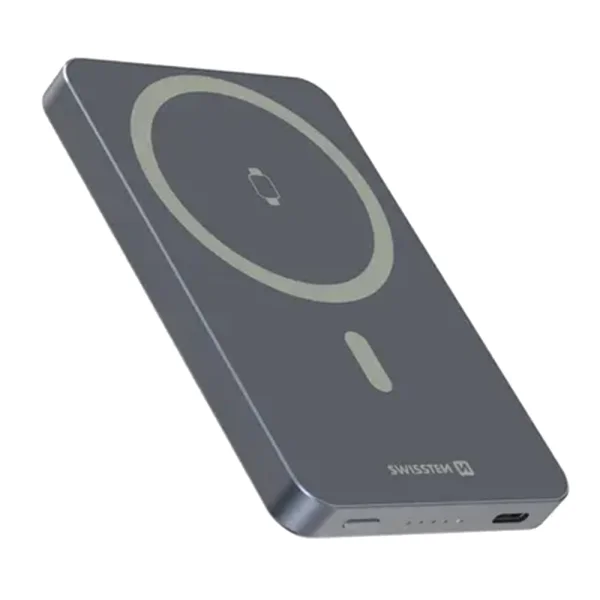 Външна батерия SWISSTEN Fusion, 5000mAh, APPLE WATCH CHARGER (MagSafe compatible), сребърен 1