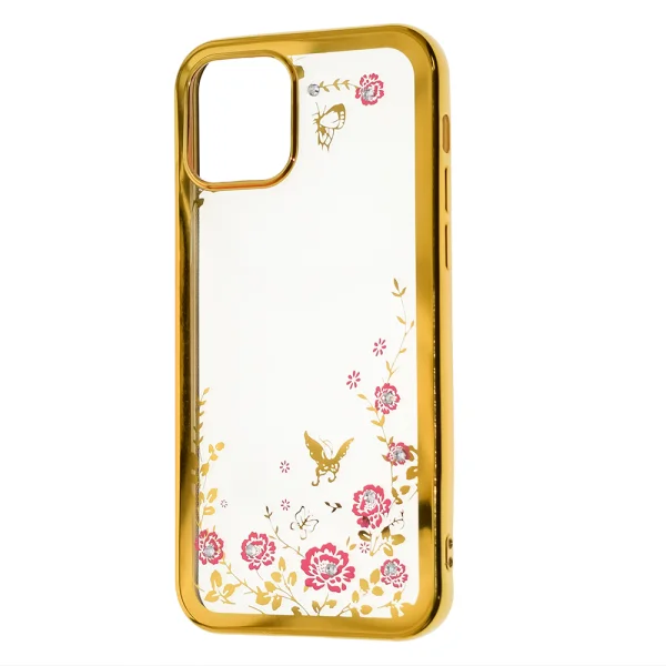 Силиконов калъф FLOWER за Iphone 12/12 Pro, Златист 3
