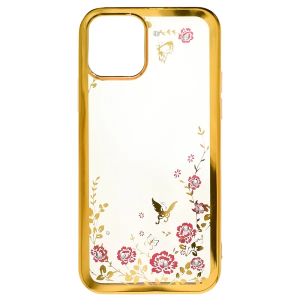 Силиконов калъф FLOWER за Iphone 12/12 Pro, Златист 2