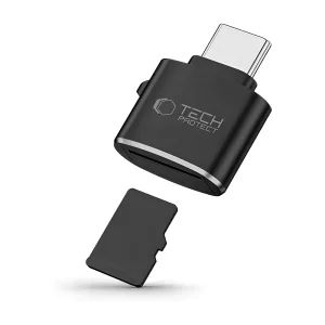 Четец за карти Tech-Protect Ultraboost Type-C към Micro SD/TF, черен
