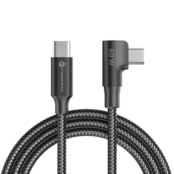 Cable Forcell F-Energy, CC-1Deg, USB-C to Type- C, QC4.0, PD, 3A, 60W, Cafule, 90, 1.2m, black 1
