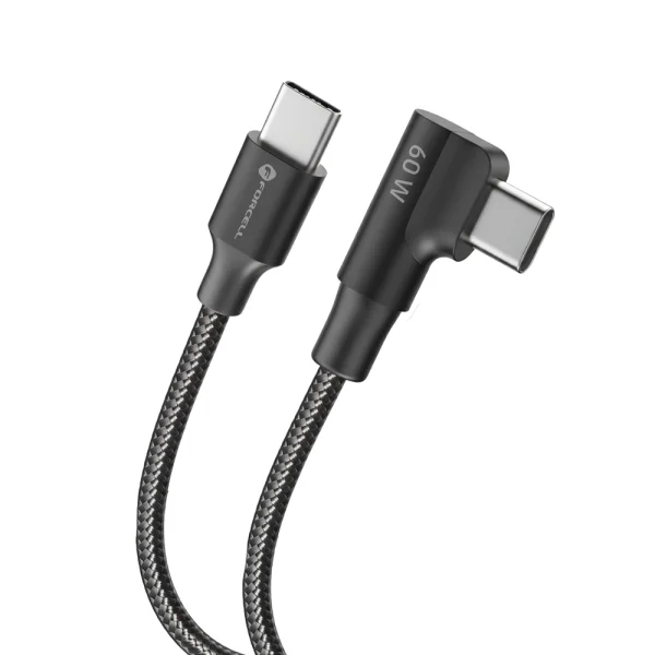 Cable Forcell F-Energy, CC-1Deg, USB-C to Type- C, QC4.0, PD, 3A, 60W, Cafule, 90, 1.2m, black 2