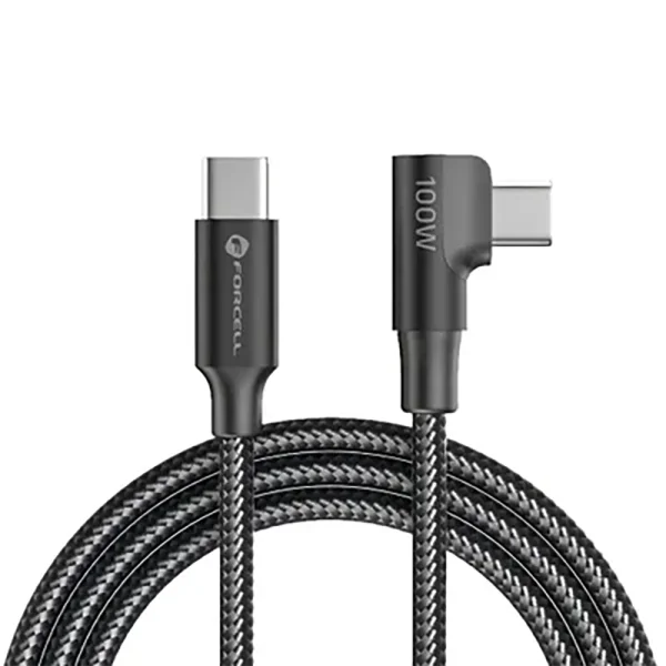 Кабел Forcell F-Energy, CC-1Deg, USB-C to Type- C, QC4.0, PD, 5A, 100W, Cafule, 90, 2м, черен 1