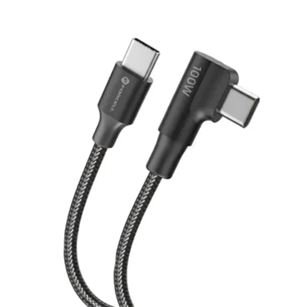 Кабел Forcell F-Energy, CC-1Deg, USB-C to Type- C, QC4.0, PD, 5A, 100W, Cafule, 90, 2м, черен 2